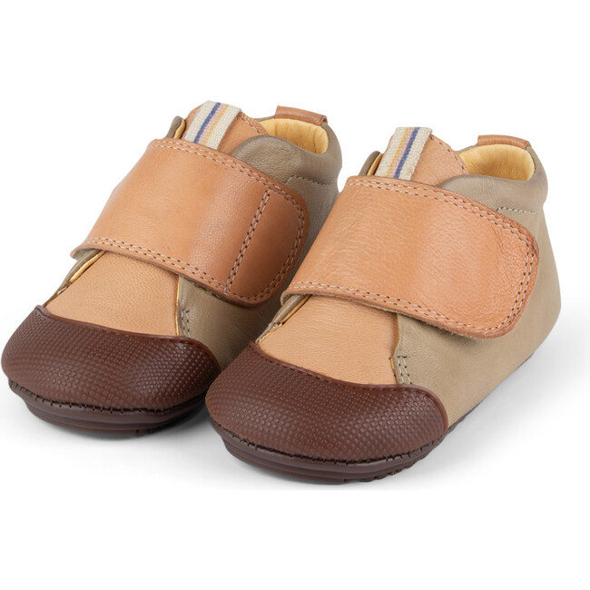 Strap Sneaker Booties, Dark Tan & Camel