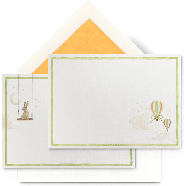 Set of 10 Hot Air Balloons Stationery Set, Light Green - Clementina ...