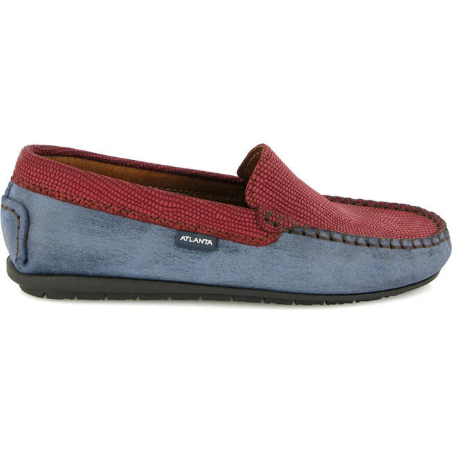 Plain Leather Moccasins, Red & Blue
