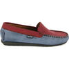 Plain Leather Moccasins, Red & Blue - Loafers - 1 - thumbnail