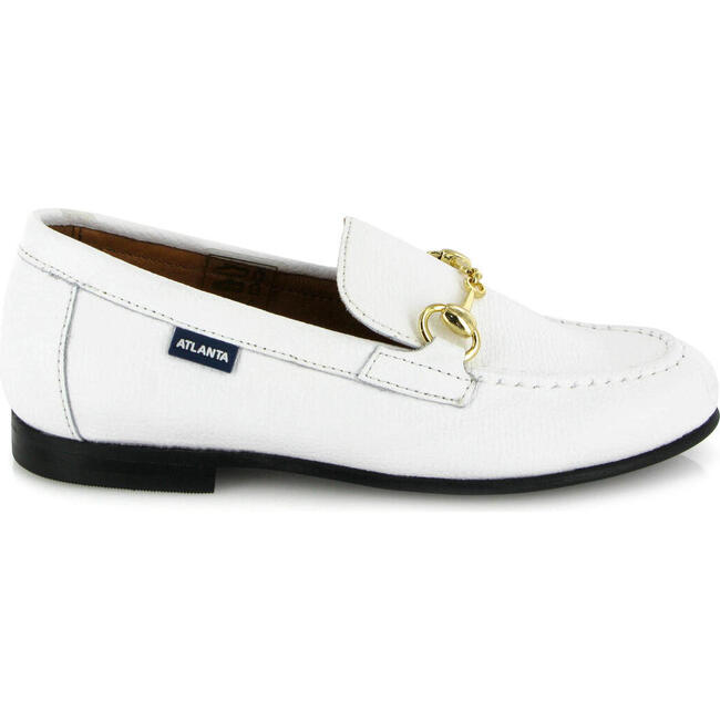 Teresa Grainy Leather Loafers, White