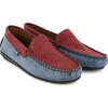 Plain Leather Moccasins, Red & Blue - Loafers - 2