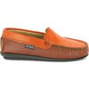 Plain Leather Moccasins, Orange & Tan - Loafers - 1 - thumbnail