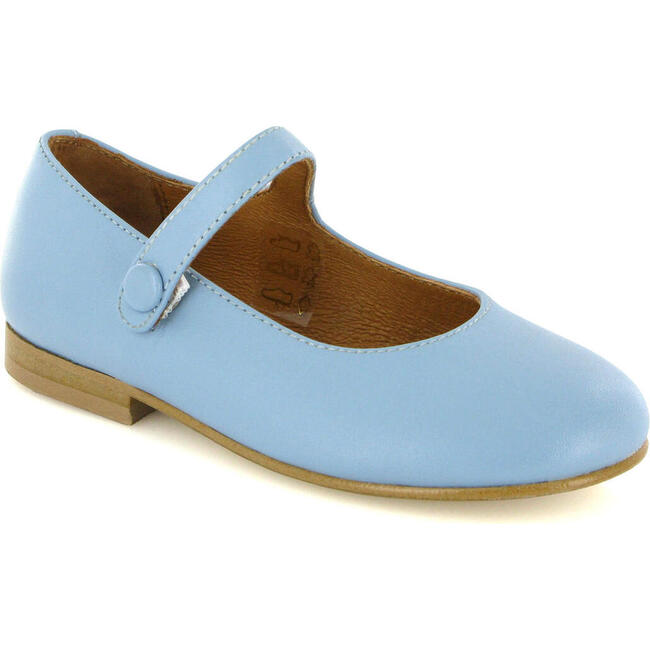 Smooth Leather Ballerinas, Light Blue - Loafers - 2