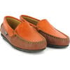 Plain Leather Moccasins, Orange & Tan - Loafers - 2