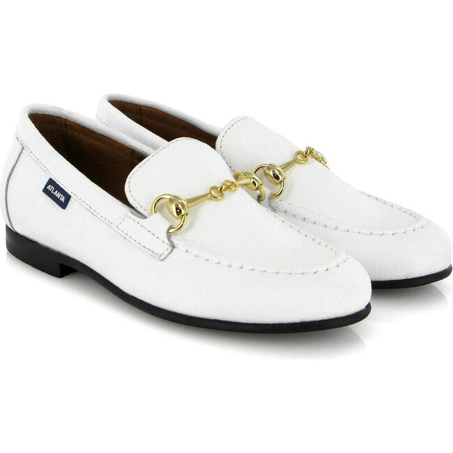 Teresa Grainy Leather Loafers, White - Loafers - 3