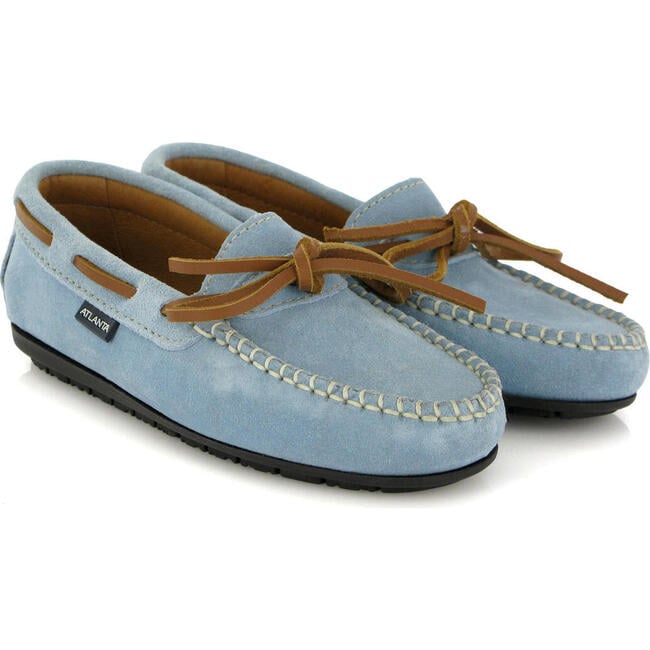 Hazel Laces Suede Moccasins, Light blue - Loafers - 3