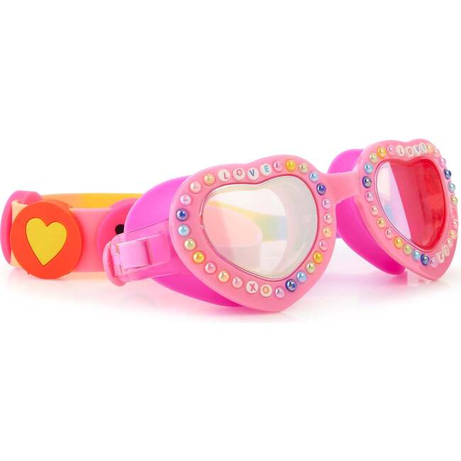Two Hearts Charmed Swim Goggle, Pink