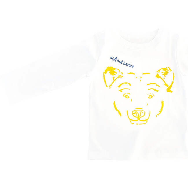 Embroidered and Print "Be Brave" T-Shirt, White