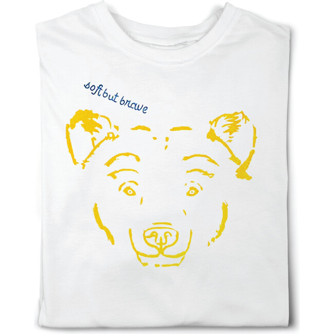 Embroidered and Print "Be Brave" T-Shirt, White