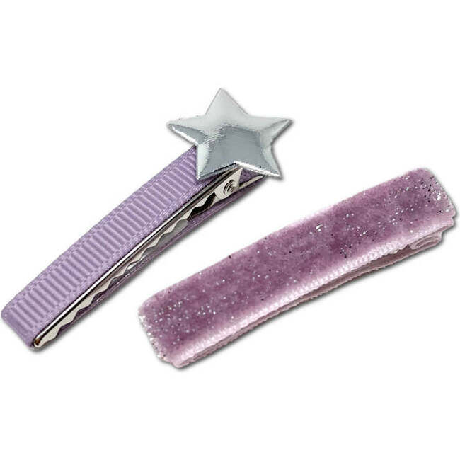 Purple Shimmer Velvet + Star Clip, set of 2
