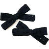 Skinny Ribbon Pigtail Bows, Black Eyelet - Hair Accessories - 1 - thumbnail