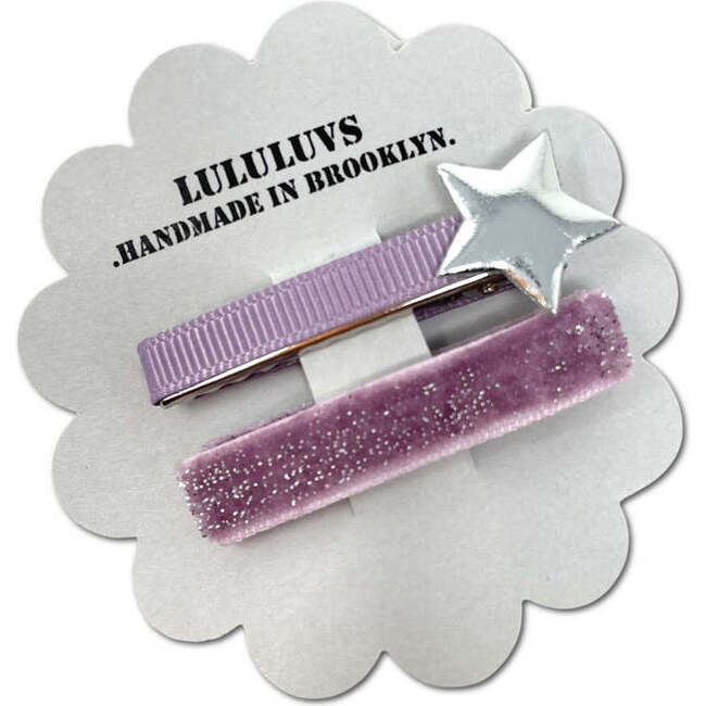 Purple Shimmer Velvet + Star Clip, set of 2