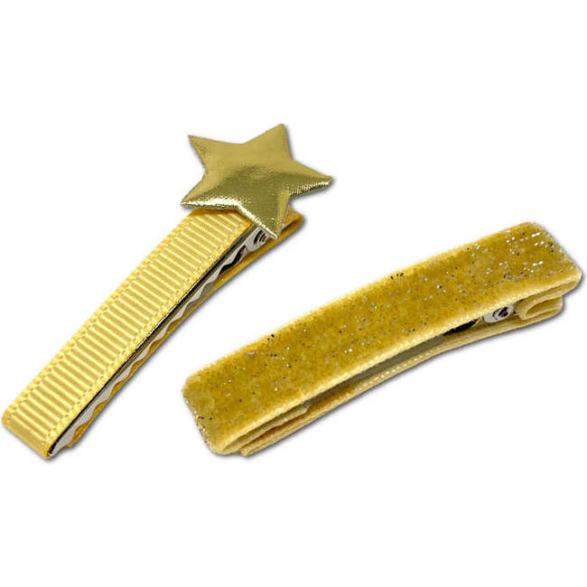 Yellow Shimmer Velvet + Star Clip, set of 2