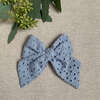 Eyelet Tied Bow, Blue - Hair Accessories - 3
