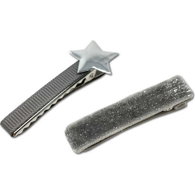 Gray Shimmer Velvet + Star Clip, set of 2