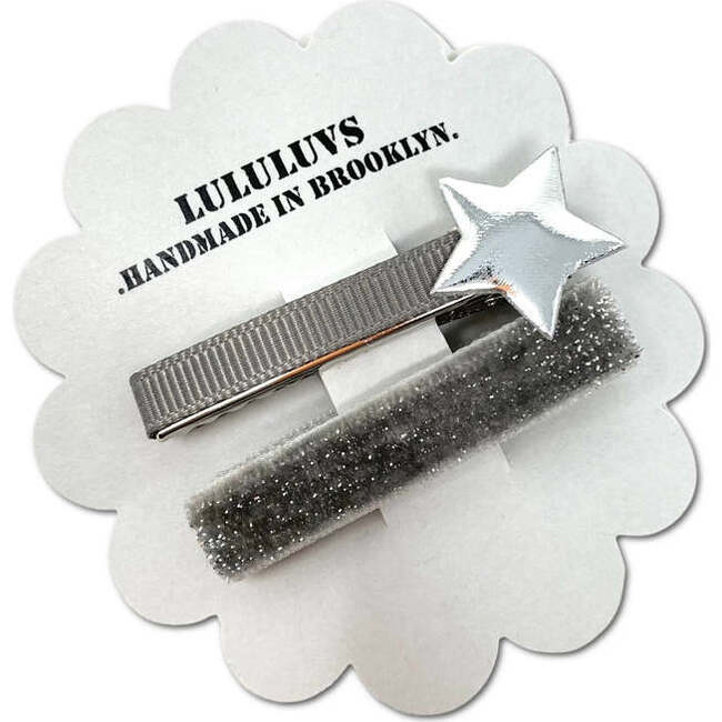Gray Shimmer Velvet + Star Clip, set of 2