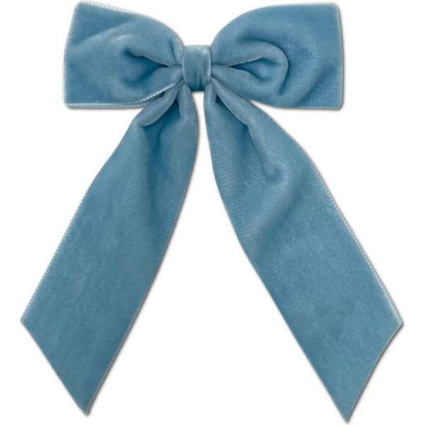 Big Velvet Bow, Dusty Blue - LuluLuvs Hair Accessories | Maisonette