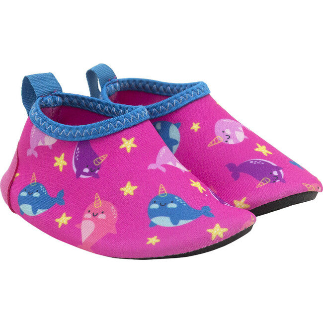Narwhal Stars Aqua Shoes, Bright Pink - Booties - 1