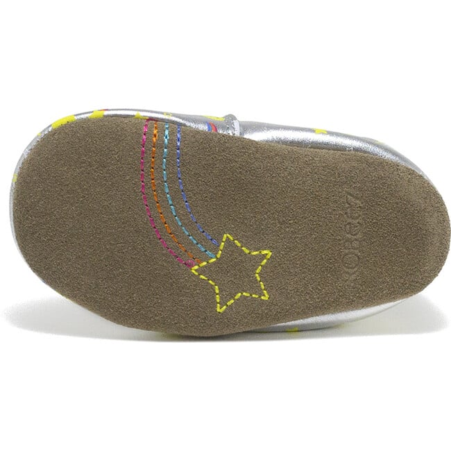 Sun Rainbow Clouds Soft Soles, Silver - Crib Shoes - 5