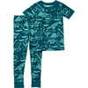 Short Sleeve Pajamas, Paleontology Teal - Pajamas - 1 - thumbnail