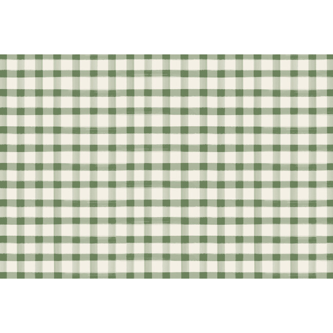 Dark Green Painted Check Placemat - Paper Goods - 1