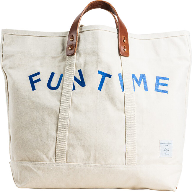 Large East West Fun Time Tote, Natural - Immodest Cotton Bags