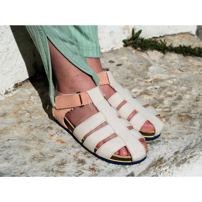 Eco Fisherman Sandals, Cream & Salmon - Sandals - 3
