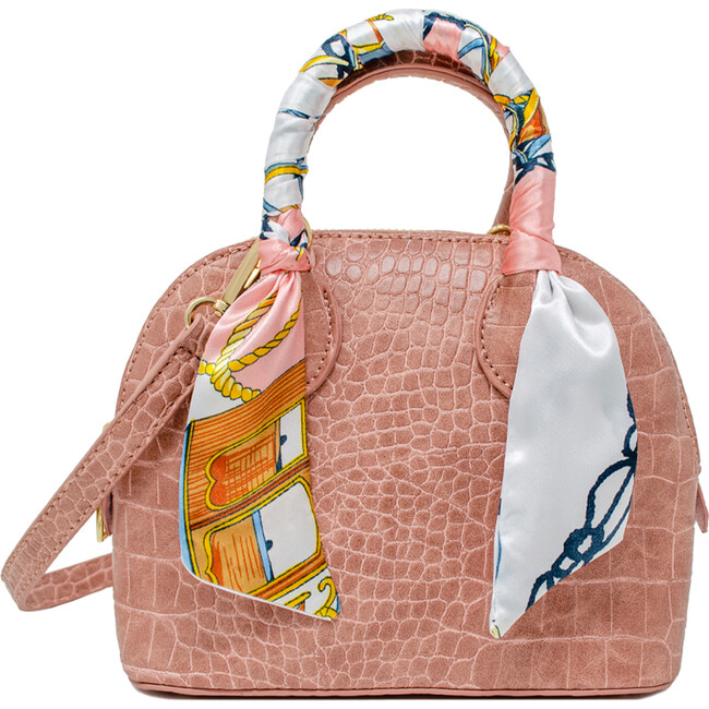 Crocodile Moon Scarf Handbag, Pink - Bags - 1