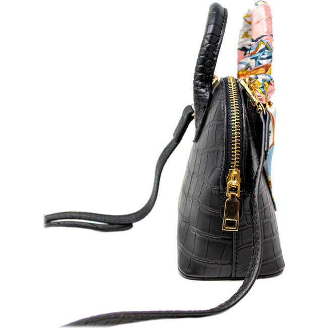 Crocodile Moon Scarf Handbag, Black