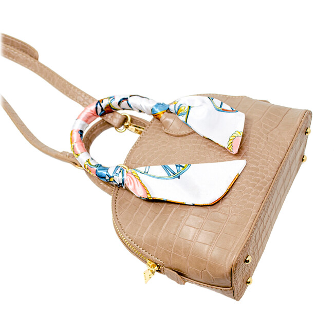 Crocodile Moon Scarf Handbag, Cream - Bags - 3