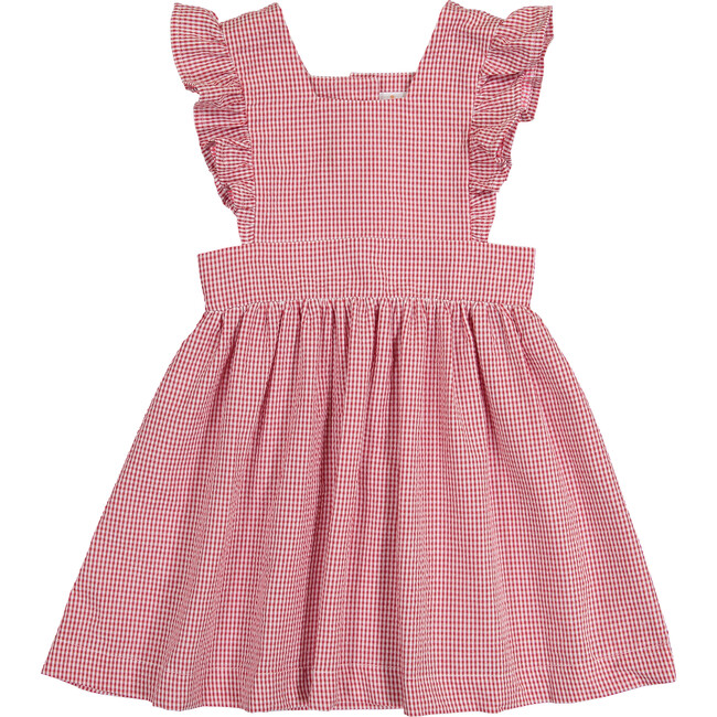 Gingham Pinny, Red - Dresses - 1