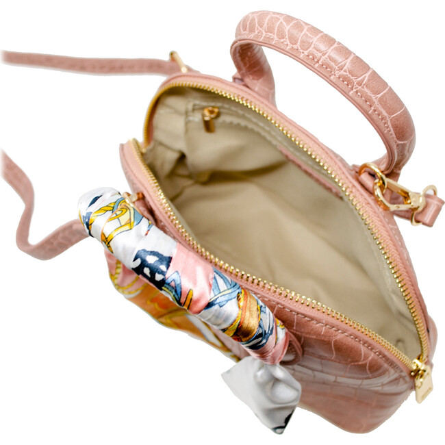 Crocodile Moon Scarf Handbag, Pink - Bags - 4