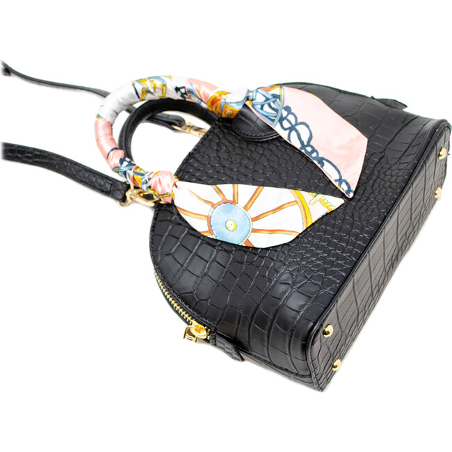 Crocodile Moon Scarf Handbag, Black - Bags - 4