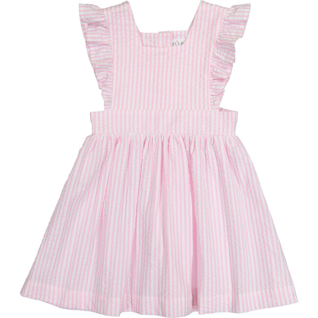 Seersucker Pinny, Pink - Dresses - 1