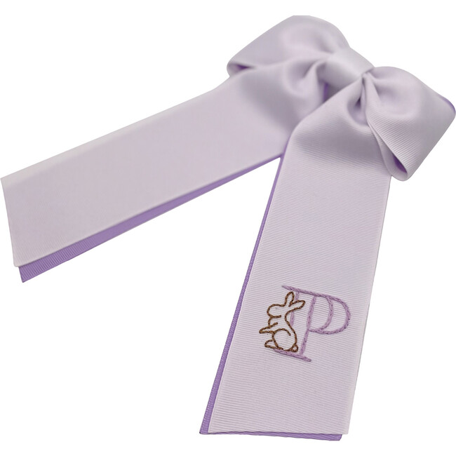 Bunny Block Initial Basket Bow, Lavender - Hair Accessories - 1