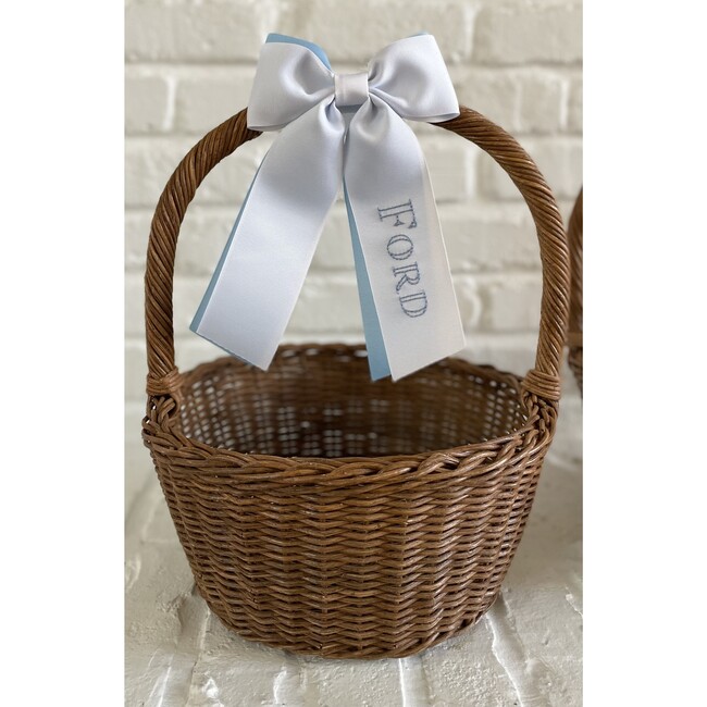 Block Name Basket Bow, White And Pale Blue - Hair Accessories - 2