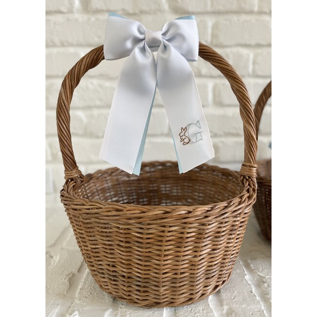 Bunny Block Initial Basket Bow, Pale Blue - Hair Accessories - 2