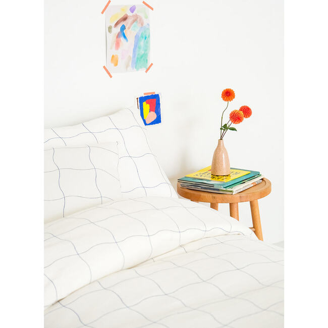 Organic Block-Printed Duvet Cover, Wavy Grid - Duvet Sets - 2