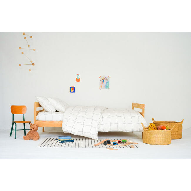Organic Block-Printed Sheet Set, Wavy Grid - Sheets - 2