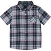 Plaid Buttondown Shirt, Navy - Shirts - 1 - thumbnail
