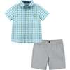 Plaid Dapper Set, Turquoise - Mixed Apparel Set - 1 - thumbnail