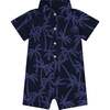 Baby Palm Print Romper, Navy - Rompers - 1 - thumbnail