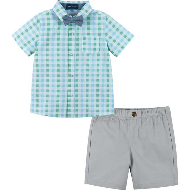 Baby Plaid Dapper Set, Turquoise - Mixed Apparel Set - 1