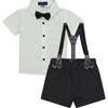 Baby Tuxedo Suspender Set, White - Mixed Apparel Set - 1 - thumbnail
