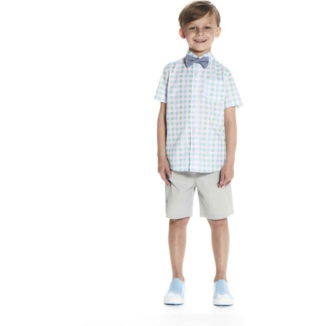 Baby Plaid Dapper Set, Turquoise - Mixed Apparel Set - 2