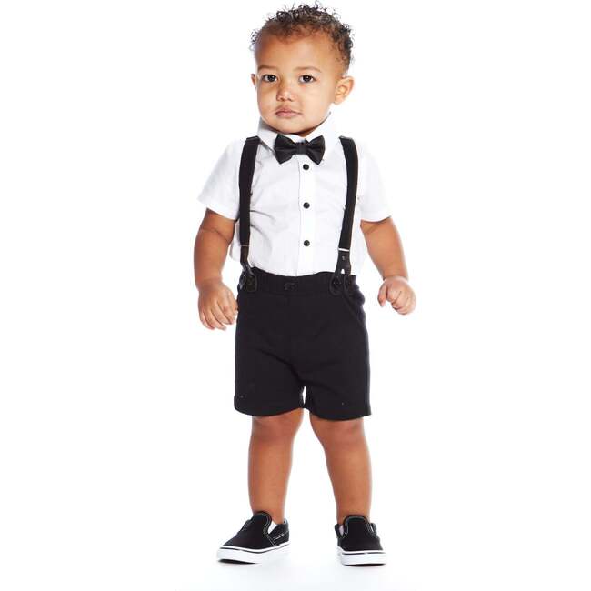 Baby Tuxedo Suspender Set, White