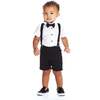 Baby Tuxedo Suspender Set, White - Mixed Apparel Set - 2 - thumbnail