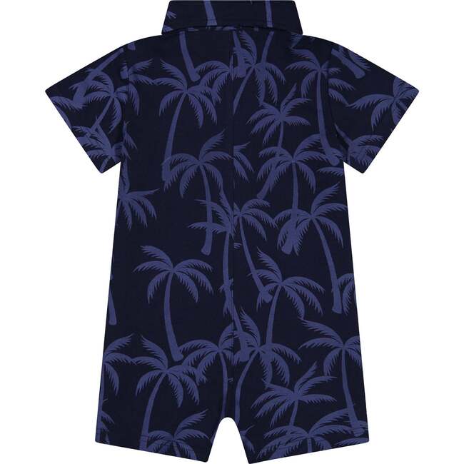 Baby Palm Print Romper, Navy - Rompers - 3