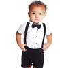 Baby Tuxedo Suspender Set, White - Mixed Apparel Set - 3 - thumbnail